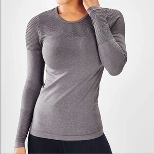 Fabletics Musetta Seamless Mesh Compression Long Sleeve Seamless Crew Gray S